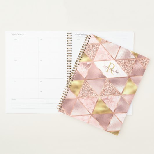 Rose Gold Foil Marble Glam Geometric Monogram Planer (Anzeige)