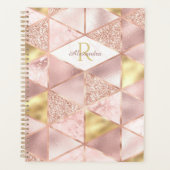 Rose Gold Foil Marble Glam Geometric Monogram Planer (Vorderseite)