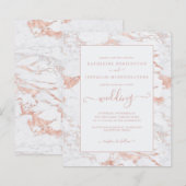 Rose Gold Foil Marmor Einladung (Vorne/Hinten)