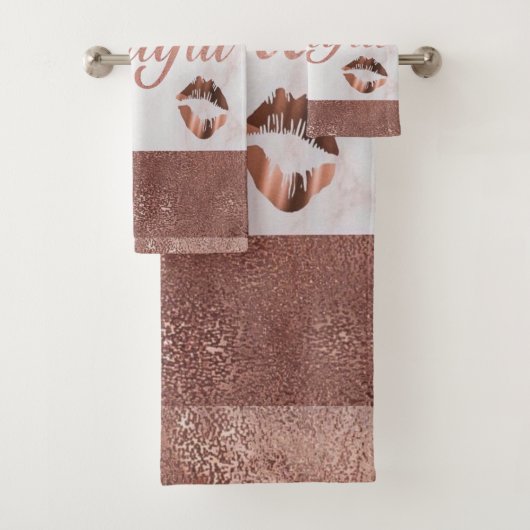 Rose Gold Foil Marmor Hallo schön Badhandtuch Set (Insitu)