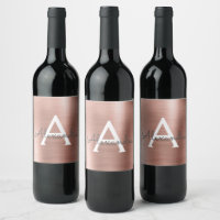 Rose Gold Foil Metallic Metal Monogram