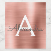 Rose Gold Foil Metallic Metal Monogram Weinetikett (Einzelnes Label)