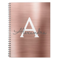 Rose Gold Foil Metallic Monogram Notebook