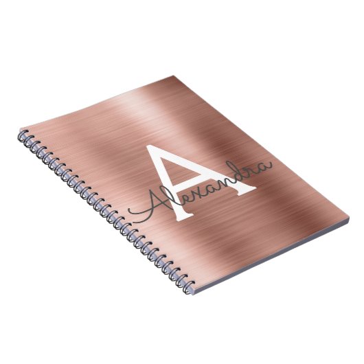 Rose Gold Foil Metallic Monogram Notebook Notizblock (Rechte Seite)