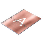 Rose Gold Foil Metallic Monogram Notebook Notizblock (Linke Seite)