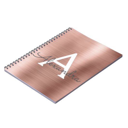 Rose Gold Foil Metallic Monogram Notebook Notizblock (Linke Seite)