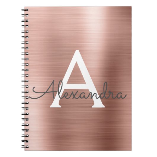 Rose Gold Foil Metallic Monogram Notebook Notizblock (Vorderseite)