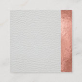 Rose Gold Foil Metallic Trim Weißleder Quadratische Visitenkarte (Rückseite)