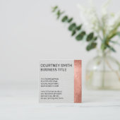 Rose Gold Foil Metallic Trim Weißleder Quadratische Visitenkarte (Stehend Vorderseite)