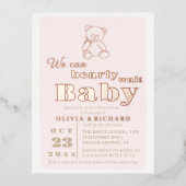 Rose Gold Foil Moderne Bear Baby Dusche Einladung (Vorderseite)
