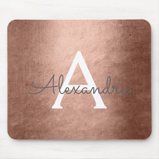 Rose Gold Foil Monogram Name Mousepad (Vorne)