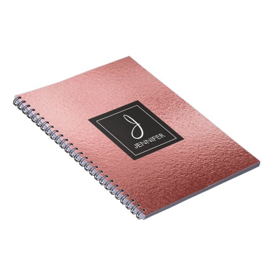Rose Gold Foil Monogram Notebook Notizblock (Rechte Seite)