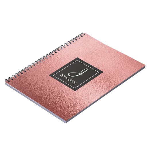 Rose Gold Foil Monogram Notebook Notizblock (Linke Seite)