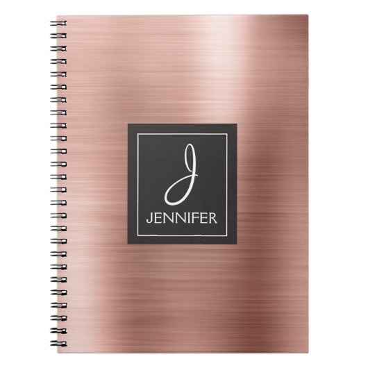 Rose Gold Foil Monogram Notebook Notizblock (Vorderseite)