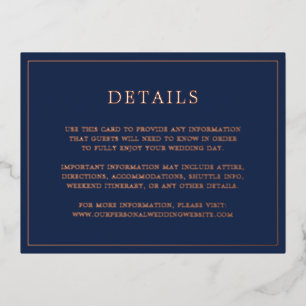 Rose Gold Foil Navy Blue Wedding Card Folie Einladungspostkarte