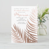 Rose Gold Foil Palm Blätter Brautparty Einladung (Stehend Vorderseite)