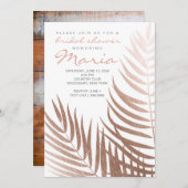 Rose Gold Foil Palm Blätter Brautparty Einladung (Vorne/Hinten)