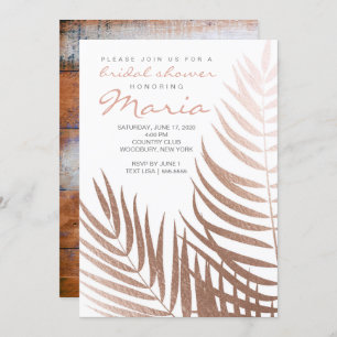 Rose Gold Foil Palm Blätter Brautparty Einladung