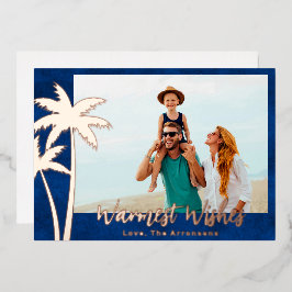 Rose Gold Foil Palm Tree Weihnachtsfotokarte Folien Feiertagskarte