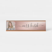 Rose Gold Foil Personalisiert Image Desk Name Plat Schreibtischnamensplakette (Vorderseite )