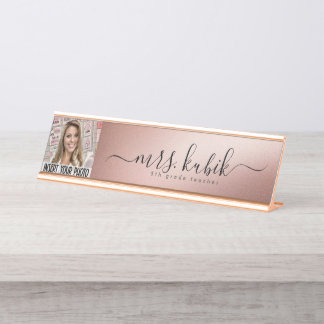 Rose Gold Foil Personalisiert Image Desk Name Plat Schreibtischnamensplakette