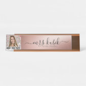 Rose Gold Foil Personalisiert Image Desk Name Plat Schreibtischnamensplakette (Vorderseite )