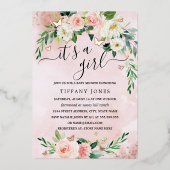 ROSE GOLD FOIL Pink Blush Bloral Baby Dusche Folieneinladung