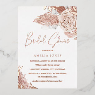 ROSE GOLD FOIL Pink Boho Floral Brautparty Folieneinladung