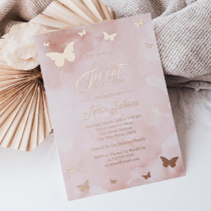 ROSE GOLD FOIL Pink Butterfly Sweet 16 Party Folieneinladung