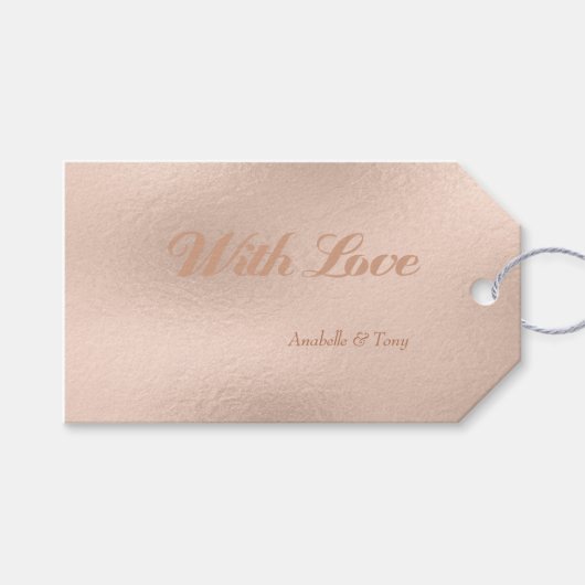 Rose Gold Foil Pink Pastel Hochzeitstag Geschenkanhänger (Vorderseite (Horizontal))