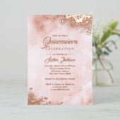 ROSE GOLD FOIL Pink Peach Butterfly Quinceanera Folieneinladung (Stehend vorne)