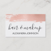 Rose Gold Foil Pinselstrich Schlaghaar und Schmink Visitenkarte (Vorderseite)