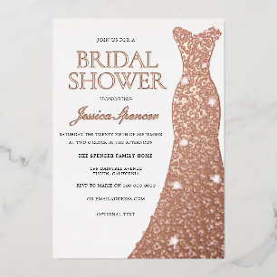 Rose Gold Foil Pressure Dress Gown Brautparty Folieneinladung