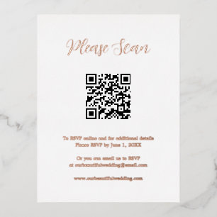 Rose Gold Foil QR Code Hochzeitskarte Folie Einladungspostkarte