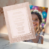 Rose Gold Foil Quinceañera Einladung Blumenrosa