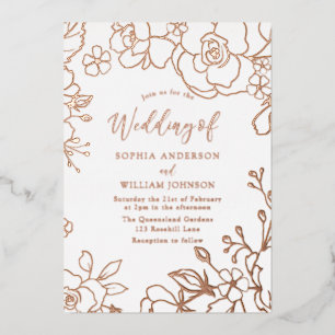 Rose Gold Foil Rose Gold Blätter Hochzeit Folieneinladung