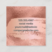 Rose Gold Foil | Rose Gold gebürstet Quadratische Visitenkarte (Rückseite)