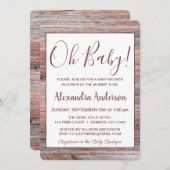 Rose Gold Foil Rustikales Holz - Oh Babydusche Einladung (Vorne/Hinten)