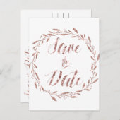 Rose Gold Foil Save the Date Postkarten Kranz (Vorne/Hinten)