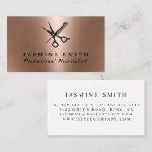 Rose-Gold-Foil-Schere und Comb-Logo Visitenkarte (Vorne/Hinten)