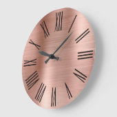 Rose Gold Foil Schwarze römische Zahlen Große Wanduhr (Winkel)