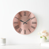 Rose Gold Foil Schwarze römische Zahlen Große Wanduhr (Zuhause)