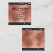 Rose Gold Foil | Schwarzer Marmor Quadratische Visitenkarte (Vorne/Hinten)