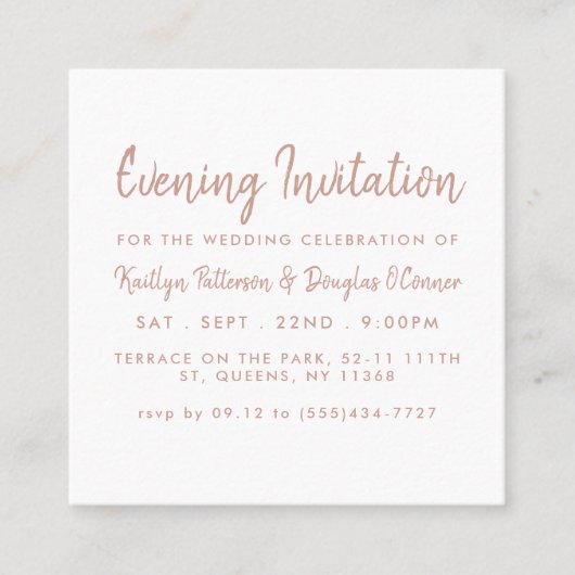 Rose Gold Foil & Script Abend Event Ticket (Vorderseite)