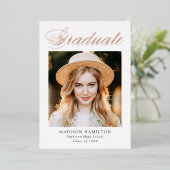 Rose Gold Foil Script Abschluss Ankündigung (Stehend vorne)