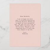 Rose Gold Foil Script Abschluss Danke Karte (Rückseite)