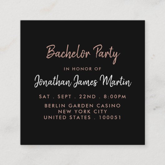 Rose Gold Foil & Script Bachelor Party Ticket (Vorderseite)