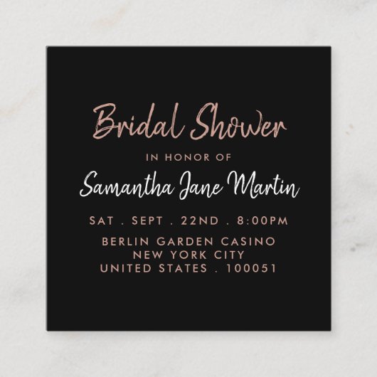 Rose Gold Foil & Script Brautparty Ticket (Vorderseite)