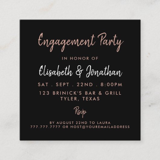 Rose Gold Foil & Script Engagement Party Ticket (Vorderseite)
