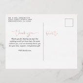 Rose Gold Foil Script Foto Hochzeit Vielen Dank Folie Einladungspostkarte (Rückseite)